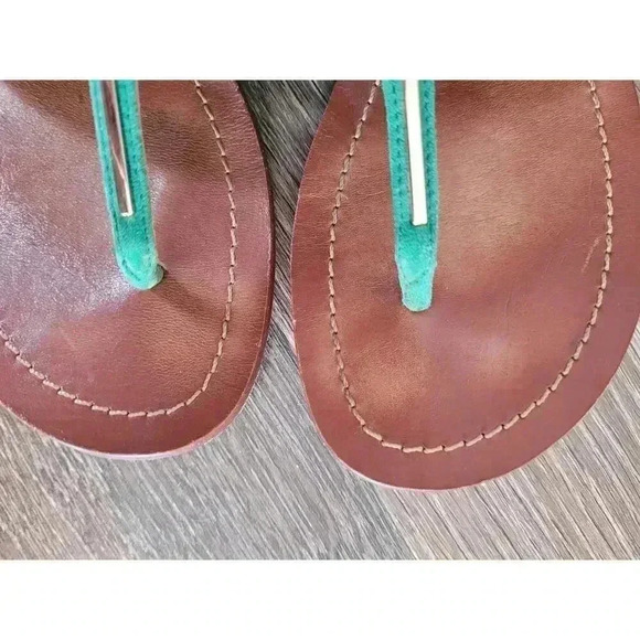 Tory‎ Burch Leather Thong Sandals size 7 blue/green #3 - Picture 4 of 6